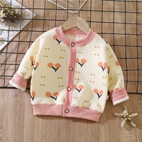 Cardigan en polaire tricoté pour bébé, chaud, imprimé dessin animé, vêtement d'extérieur pour enfants, manteau thermique doux pour tout-petits