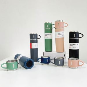 Free Shipping 17Oz Water Bottle Stainless Steel Vacuum Flask <b>Set</b> One <b>Cup</b> Three Lid Gift Box - Product Image 2