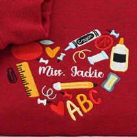 Personnalisé Brodé 3D Formel 90s Vibe Professeur Sweat Personnalisé Cadeau Avant Badge Décoration Automne/Hiver Garderie
