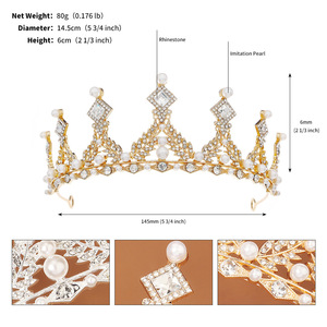 Perlkristall krone im Barockstil <span class=keywords><strong>Queens</strong></span> Tiara Eleganter Haarschmuck für Party dekorationen für Frauen - Product Image 2