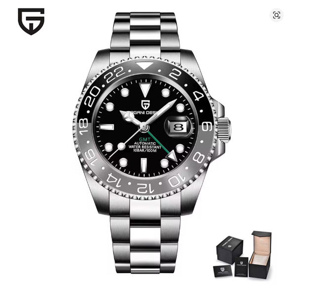 New Pagani Desgin Relogio PD-1662 Mechanical Watches Black Gray Ceramic Bezel GMT Watch Top Brand Sapphire Glass Automatic Watch