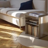 Table basse en acier inoxydable de style mid-century, design artistique, pour la maison, table d'appoint de salon, table de chevet en métal
