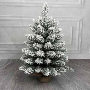 Mini Árbol de Navidad Decorativo de PVC con Material de Papel Flocado Puntiagudo, Árbol de Navidad Pequeño con Copos de Nieve para Escritorio - Product Image 3
