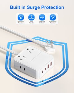 ปลั๊กพ่วงไฟฟ้า 6 ฟุต 4 ช่องเสียบ AC 4 พอร์ต USB ป้องกันไฟกระชาก สถานีชาร์จแบบประหยัดพลังงานสำหรับแล็ปท็อป - Product Image 4