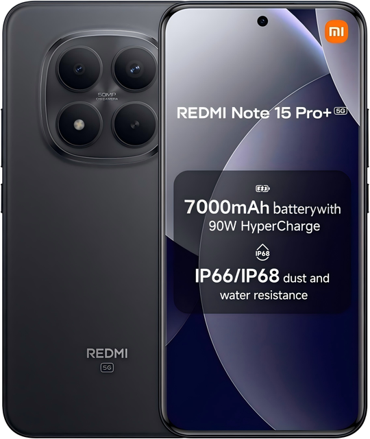 New Redmi Note 15 Pro+ 5G Global Unlocked Phone 6.83" 1.5K Display 50MP HD Camera 7000mAh Big Battery 90W Fast Charging IP68