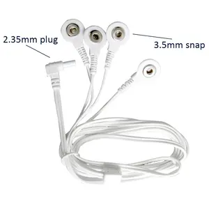 KM-718 safety plug TENS & EMS unit replacement durable lead wire with 4 snap lead wire for TENS unit pad