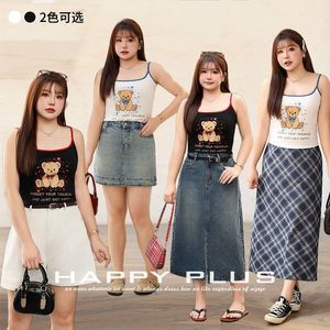 Camisole imprimée girlish pour femmes, motif petit ours noir et blanc, haut en fibre de viscose à haute élasticité, N8911 - Product Image 2