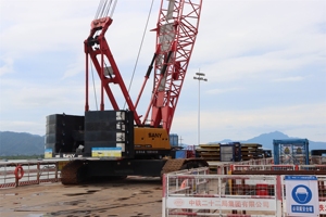 Grue sur chenilles SCC1000A-6 de 100 tonnes d'occasion de haute qualité, dotée d'un moteur, d'une pompe et d'une boîte de vitesses, hauteur de levage de 80 m, faible coût de transport - Product Image 3