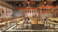 Design d'intérieur de restaurant nordique, ensemble de meubles de café minimaliste, ensemble de table et de chaises sur mesure pour restaurant
