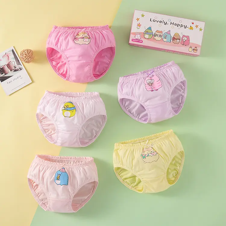 5pcs 1 חבילה סט תיבת חמוד 1 שנה כדי 7 שנים בנות אורגני תחתוני תחתוני מוכנסים תינוק כותנה תחתוני תחתונים