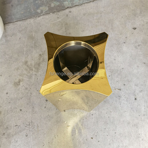 Pot et <span class=keywords><strong>vase</strong></span> à fleurs en acier inoxydable doré de luxe moderne <span class=keywords><strong>pour</strong></span> fleurs artificielles, grand modèle <span class=keywords><strong>pour</strong></span> usage <span class=keywords><strong>extérieur</strong></span> sur le sol, décoration intérieure et hôtelière - Product Image 2
