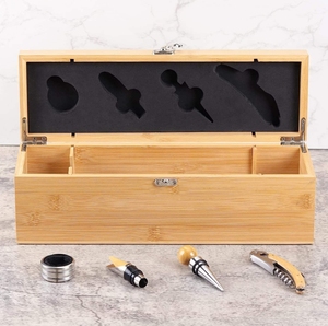 Sang trọng tùy chỉnh rượu vang bằng gỗ hộp quà tặng cho một chai với các công cụ thiết lập - Product Image 3