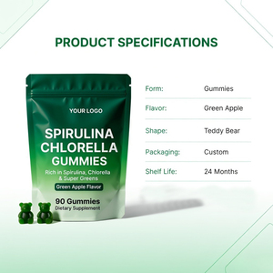 Gummies de spiruline et chlorelle saveur pomme verte, complément alimentaire, produit de santé naturel, approvisionnement en gros OEM direct usine - Product Image 6