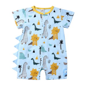 Ropa de Algodón Personalizada para Bebés Recién Nacidos, Mamelucos de Manga Corta con Estampados de Dinosaurios y Palmeras, Ropa de Verano para Bebés Recién Nacidos al por Mayor - Product Image 3