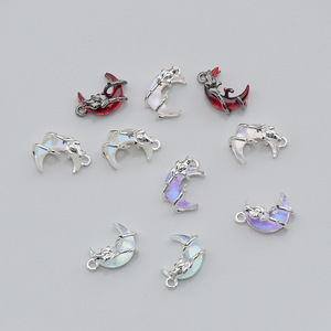 Alloy Moon Pendant DIY Jewelry Findings White Pink Purple Blue <b>Red</b> Gun Metal Plated For Earrings <b>Bracelets</b> Necklaces - Product Image 2