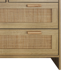 4 <b>Drawers</b> Rattan Cabinet Natural Wood Finish Bedroom Living Room <b>Storage</b> Organizer Easy Assembly - Product Image 3