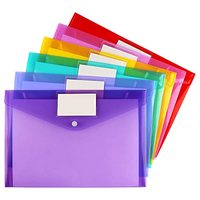 Enveloppe en plastique horizontale Sacs à documents avec bouton pression Dossier en plastique avec pochette pour étiquette avec impression de logo personnalisée