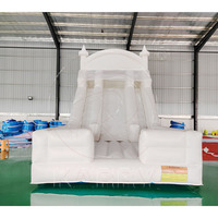 Nouvelle conception de toboggan gonflable commercial en PVC blanc pour l'extérieur, toboggan gonflable à double voie pour enfants et adultes