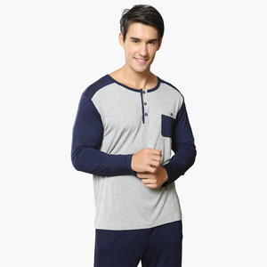 Ensemble de pyjama pour homme, pyjama en coton respirant, vêtements de nuit personnalisés pour homme, ensemble de pyjama bicolore - Product Image 4