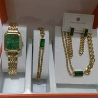 Ensemble de 5 montres élégantes rectangulaires pour femmes, montres-bracelets à quartz tendance pour dames, ensemble de bijoux en acier inoxydable