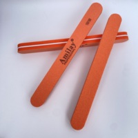 Lime à ongles double face en éponge orange avec logo personnalisé, grain 100/180, vente en gros pour salon de manucure