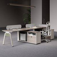Ensemble de bureau en L avec chaise de bureau, armoire latérale, bureau informatique 4 places et poste de travail à écran 6 places