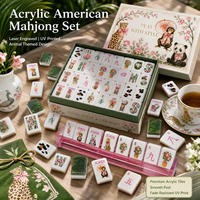 Liora Modern Luxury Jungle Animal Solid Acrylic Mahjong Tiles Leopard Elephant Monkey Cheetah Floral Joker Design Home Leisure.
