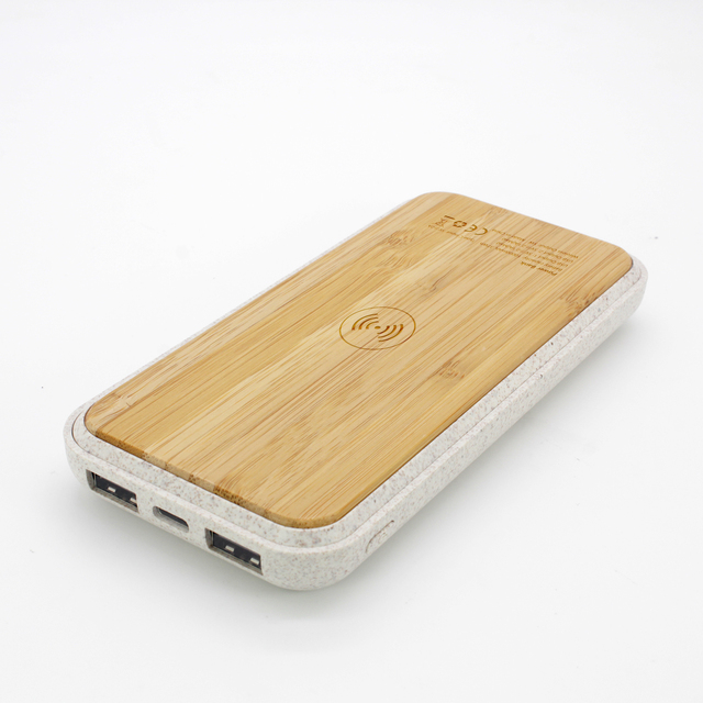 Portable Wheat Straw Power Bank 10000mah OEM Logo Bamboo Power Banks & Power Station