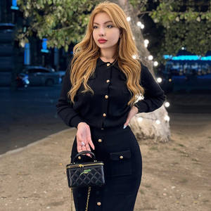 ชุดเสื้อผ้า<span class=keywords><strong>2</strong></span>ชิ้นสำหรับผู้หญิงเสื้อสเวตเตอร์และกระโปรงสั้นแขนยาวถักแบบลำลองแฟชั่น - Product Image 4