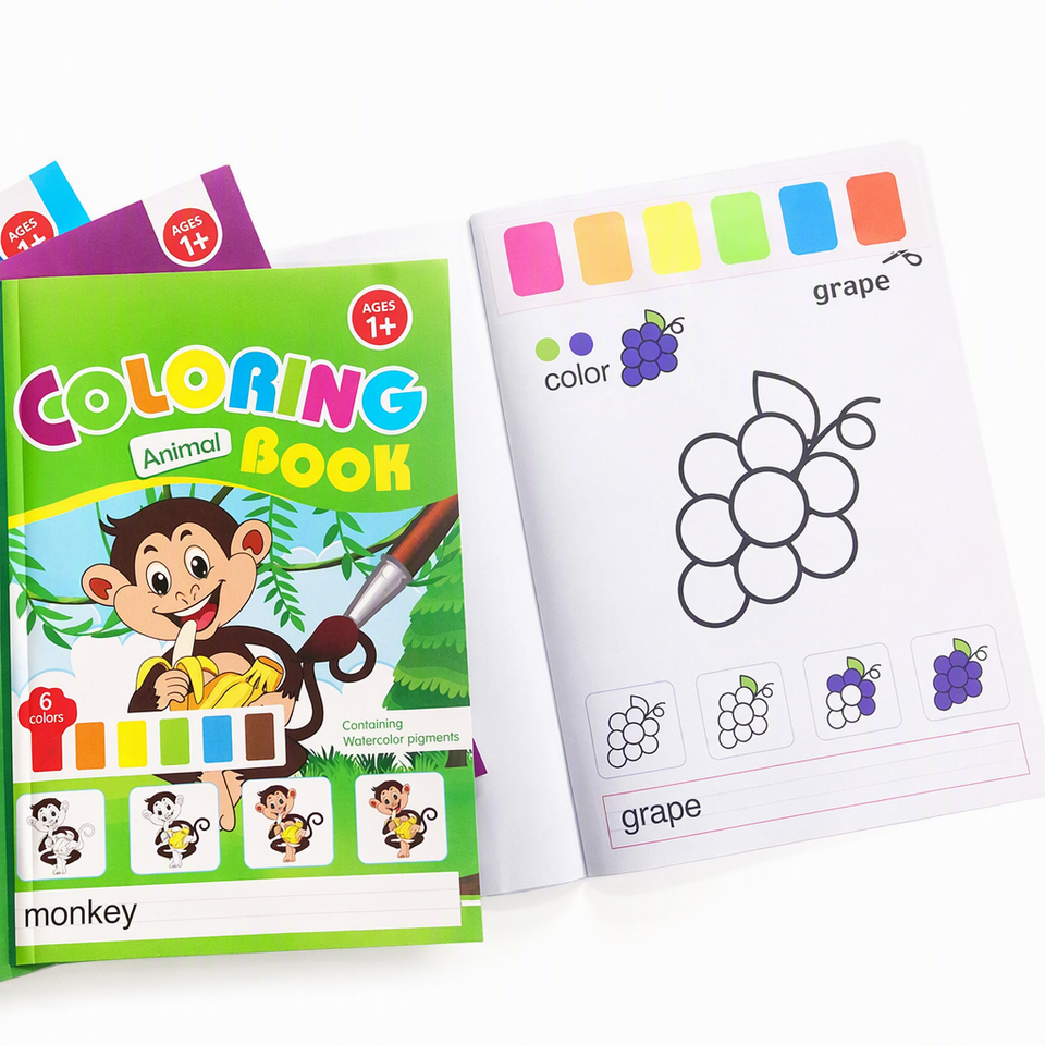 Model Colouring Books Water Coloring Book DIY Art Drawing Pad 6 Color Watercolor Pigments ...