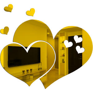 Autocollant mural en miroir <span class=keywords><strong>pour</strong></span> <span class=keywords><strong>la</strong></span> maison, autocollant mural en forme de cœur, décoration murale en acrylique, décoration de chambre, miroir en acrylique - Product Image 6