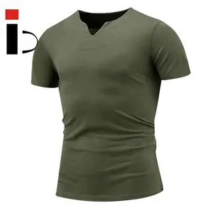 Fashion trends Cool Solid Color Men's v neck T Shirt short sleeve Tops Tees men slim fit t shirt