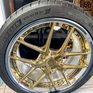 Jantes en alliage forgé DW 2 pièces 17 18 19 20 22 pouces, jantes concaves dorées à <span class=keywords><strong>5</strong></span> branches échelonnées, jantes de course pour VSKF <span class=keywords><strong>Chevrolet</strong></span> <span class=keywords><strong>Corvette</strong></span> C8 - Product Image 5