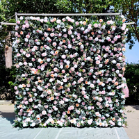 Nouvelle Arrivée DKB Mur de fleurs artificielles en hydrangea rose pastel 8*8 pieds pour la décoration de studio photo de baby shower, décoration de fête