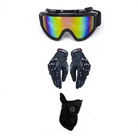 Ensemble de lunettes, masque et gants colorés en trois pièces