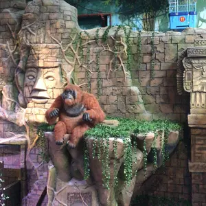Zigong Blauwe Hagedis Indoor Hot Koop Decoratie Producten Simulatie Gorilla Animatronic Dieren Orangutan Met Bont Model