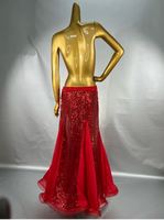 Nouvelle conception de jupes longues fendues à sequins pour la danse du ventre, robe sexy de danse du ventre, costume pour femmes, robe d'entraînement, vêtements de scène