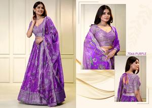 Collection de Lehenga Choli traditionnels pour mariage, en organza, avec broderie de sequins, de la marque Dhwaja Export, avec dupatta, séchage rapide, toutes saisons - Product Image 4