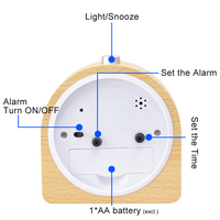 EMAF Reloj Despertador Analógico de Cuarzo de Madera para Dormitorio, Mecanismo de Resorte de Manos, Despertador de Mesa, Reloj de Escritorio Silencioso con Retroiluminación para Niños