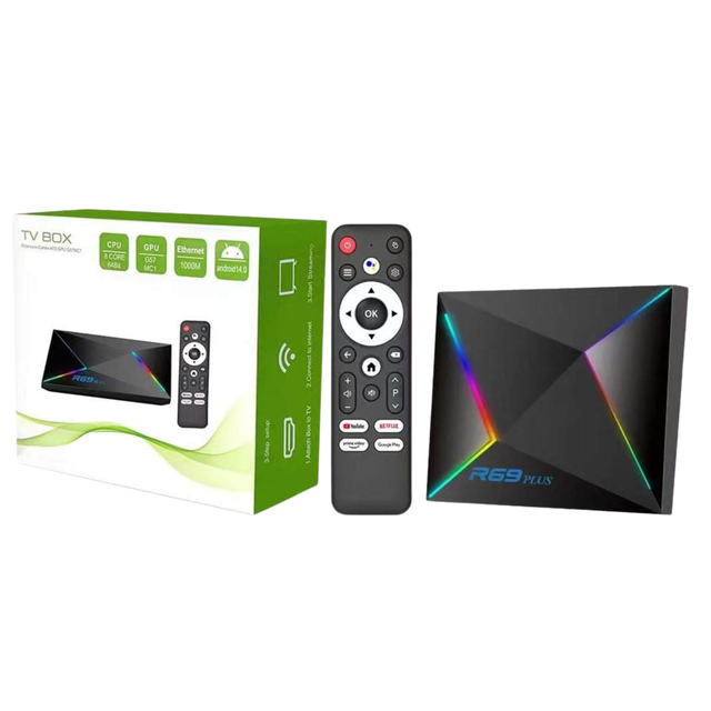 TV Stick R69Plus Allwinner H728 Octa-Core Android 14.0 TV Box 4GB RAM 64GB ROM 8K BT5.0 WiFi6 1 Year Warranty Mali-G57 MC1