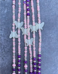 50 इंच का सोना और बैंगनी क्रिस्टल कमर अंधेरे तितली डिजाइन महिलाओं के लिए फैशन बेली चेन में चमक के साथ - Product Image 4