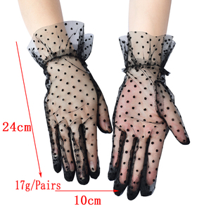 MIO nouvelle mariée accessoires de mariage mitaines femmes Sexy à pois dentelle gants respirant élégant Vintage gaze court poignet gants - Product Image 6