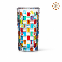 Verre à boire en verre gaufré coloré, verre à eau, verre à jus, verre highball pour café, restaurant, OEM, ODM