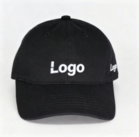 Unisex zwarte katoenen baseballpet, verstelbare pet, zeefdruklogo, buitensport hoofddeksel