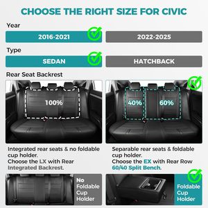 Fundas de Asiento de Coche Personalizadas 1:1 en Cuero Nappa para Honda Civic Sedan LX 2016-2021, Juego Completo, Protector Interior - Product Image 6
