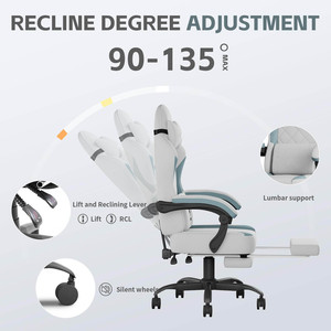 Pièces de rechange pour accoudoirs, <span class=keywords><strong>tapis</strong></span> de chaise pour moquette, siège confortable, chaise de travail, de streaming et de jeu avec base stable, design moderne - Product Image 4