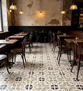 Carreaux de sol en porcelaine vintage, effet vieilli, rustiques, géométriques, 300x300mm, <span class=keywords><strong>gris</strong></span> noir, motif radial, résistants à l'usure, finition mate, pour intérieur - Product Image 6