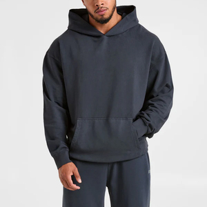 Sweat à capuche unisexe de haute qualité en molleton français délavé, coupe oversize, avec logo personnalisé, design épaules tombantes et poche - Product Image 3