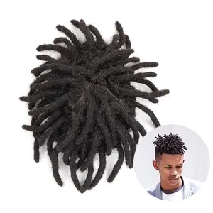 Wig Pria Afrika Afro Rambut Palsu Baru 2022 Wig Patch Pria Renda Penuh India Rambut Palsu Manusia Kunci Dread untuk Pria Hitam Sistem Rambut Pengganti