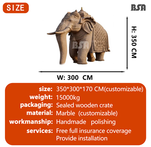 ประติมากรรมช้างหินอ่อนสไตล์ไทยขนาดใหญ่ที่กำหนดเองหินธรรมชาติรูปปั้นช้างไทยสำหรับตกแต่งวัด - Product Image 2